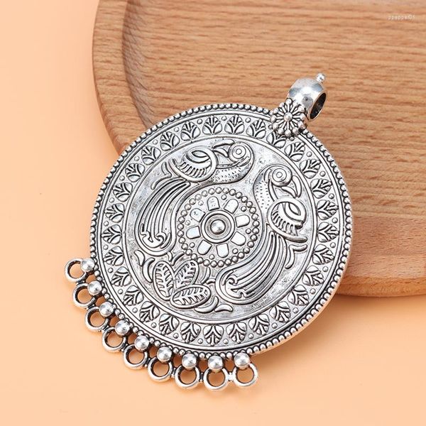 Pendentif Colliers 3pcs / Lot Tibétain Argent Grand Tribal Bohème Boho 9 Bailors Connecteurs Pendentifs Pour Collier À Faire Soi-Même Fabrication De Bijoux