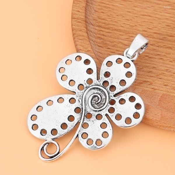 Pendant Necklaces 3 pièces/lot tibétain argent grande spirale conception fleur charmes pendentifs pour collier à faire soi-même fabrication de bijoux résultats accessoires