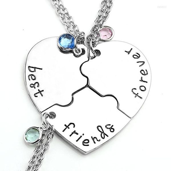 Pendentif colliers 3 pièces/ensembles femmes collier cristal coeur amis pour toujours cadeau pour soeur amitié anniversaire bijoux