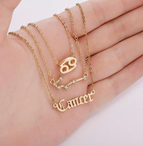 Pendentif Colliers 3pcs Star Zodiac Signe 12 Constellation Charm Gold Cancer Lion Scorpion Collier Bélier Bijoux Cadeaux6905728