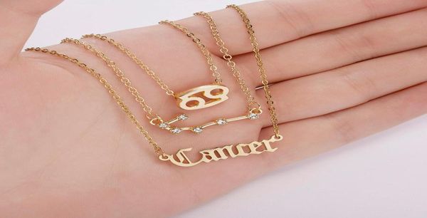 Colliers pendants 3pcs Star Zodiac Sign 12 Constellation Charm Cancer Gold Leo Scorpio Collier Bélier