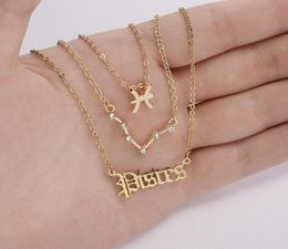 Colliers pendants 3pcSet 12 Constellation Collier en cristal pour les femmes Star Zodiac Signe Bénécarrage Leo Scorpion Choker Bijoux GI4368866