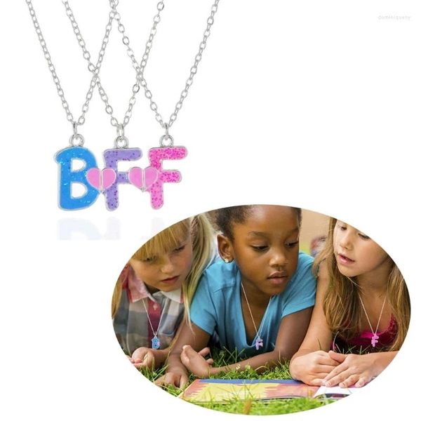 Pendentif Colliers 3Pièces / Set Coloré Glitter BFF Lettre Amitié Pour 3 Enfants Filles Enfants Bijoux Cadeau