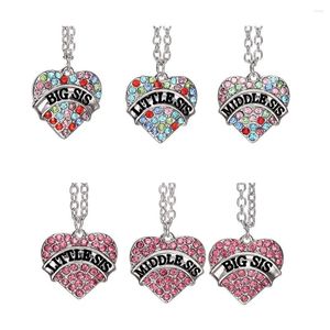 Pendentif Colliers 3X Big Middle Little Sis Sister Heart Femmes Amis Collier Ensemble Amitié BFF Bijoux Cadeaux