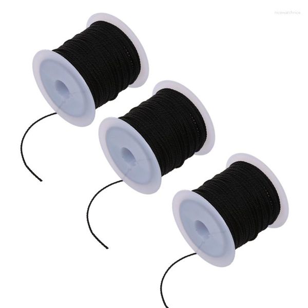 Colliers pendentif 3x rouleau de coton ciré noir collier perles cordon chaîne 1mm