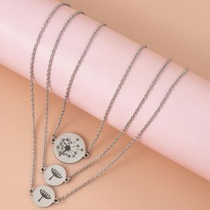 Hanger Kettingen 3x Soul Sister Paardebloem Uitbreidbare Ketting Roestvrij staal Voor Vrouwen Volwassenen Meisjes Vriendschap Minnaar Persoonlijkheid Geschenken