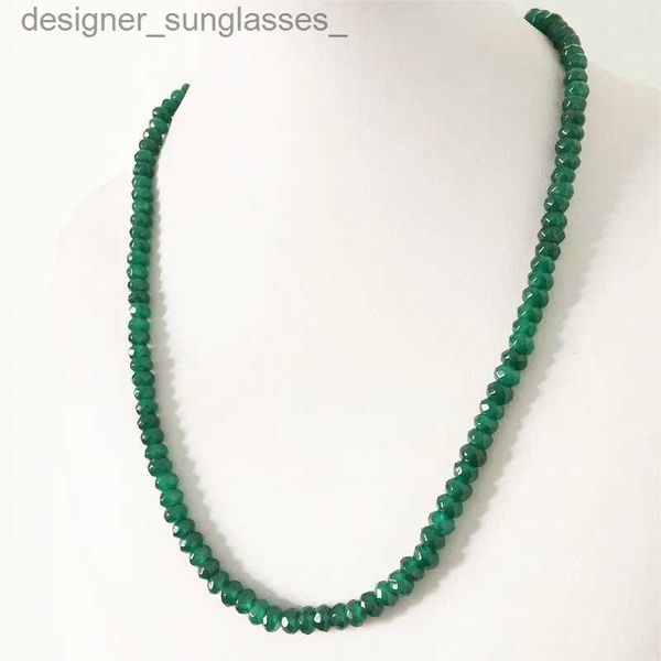 Pendentif Colliers 4 * 6MM Facettes Vert Émeraude Jade Collier pour Femmes Pierre Naturelle Perle Ras Du Cou Collares Abacus Cadeau JewelryL231218