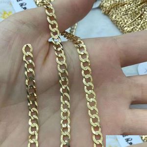 Hangende kettingen 4,77 mm 3,1 mm Au750 Pure Solid Curb Link Real Mens Chain Quality Concurrerende prijs 18K gouden ketting drop levering JE OT5YD