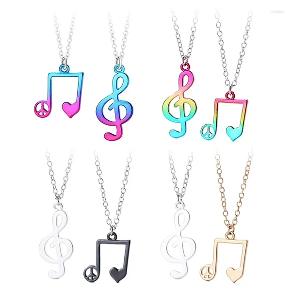 Pendentif Colliers 4 couleurs Amis Amour Couple Collier Coloré Note Musicale Bonne Amitié Bijoux Cadeau