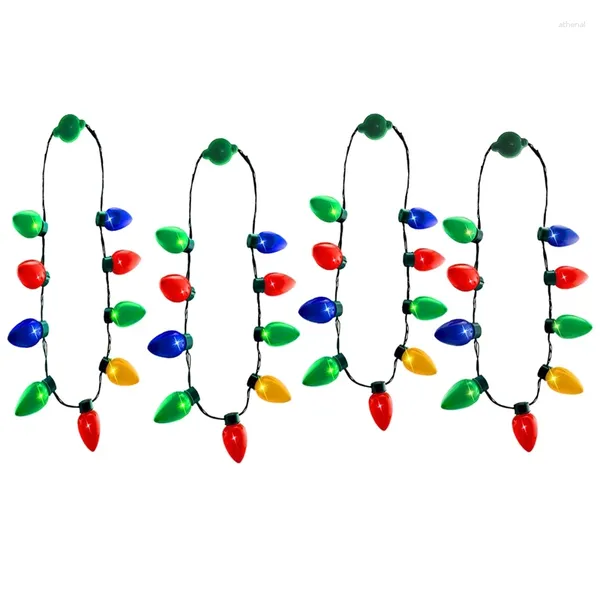 Collares colgantes Paquete de 4 LED Light Up Collar de bombilla navideña Opciones perfectas para fiesta Celebración Bar de vacaciones