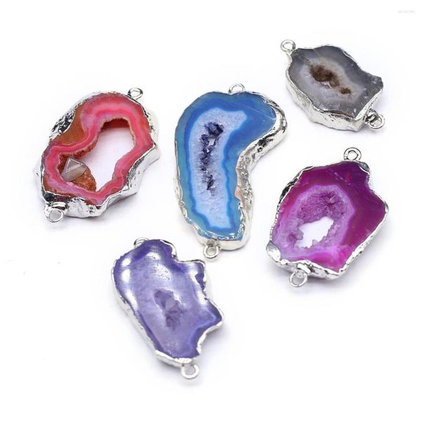 Collares colgantes 4 PCS Forma irregular Conectores de piedra de cristal de curación aleatoria Encantos de ágate geodos para hacer un regalo de collar de joyería