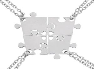 Pendentif Colliers 4 pièces Ensemble de bons amis série creux amour puzzle collier géométrique unisexe amitié BFF sélection de bijoux 9913545