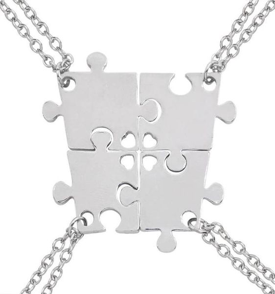 Pendentif Colliers 4 pièces Ensemble de bons amis série creux amour puzzle collier géométrique unisexe amitié BFF sélection de bijoux 9922124