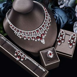 Collares colgantes Traje de 4 piezas Cubic Zirconia Novia Conjunto de joyas Fiesta de mujer Deluxe Dubai Crystal Wedding 230506