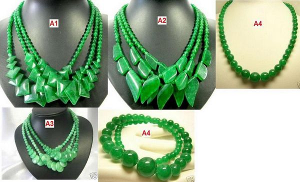 Collares pendientes 4 estilos al por mayor collar de jade verde natural asiático de 17 pulgadas