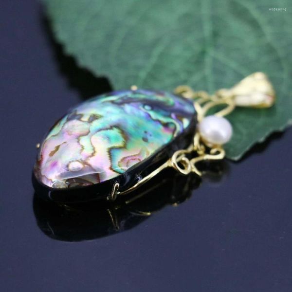 Pendentif Colliers 40 24mm Naturel Abalone Coquillage Coquillage Pendentifs Broder Mode Bijoux Artisanat Stripe Accessoires Série Femmes Fille