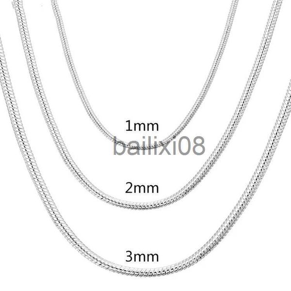 Pendentif Colliers 40-75cm 925 Sterling Silver 1 MM / 2 MM / 3 MM Solid Snake Chain Neckle Pour Hommes Femmes Mode Bijoux pour pendentif livraison gratuite J230620