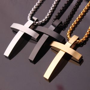 Hanger kettingen 40 mm 26 mm mode roestvrij staal zilveren kleur/zwart/goud schattig cross man dames ketting ketting 24 