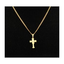 Hangende kettingen 40 mm vintage gotisch religieus christelijk geloof mini cross chain kraag choker voor mannen sieraden cadeaupendant drop deli dhk9y