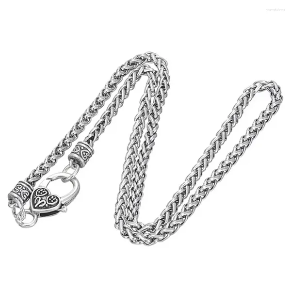 Pendentif Colliers 45cm (17,7 pouces) Fermoir à homard en forme de coeur Chaîne de blé plaquée argent antique Fit Fot Crystal / Wiccan