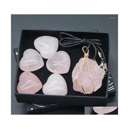 Hanger kettingen 45 cm natuurlijke hartvorm roze kwarts stenen ornamenten genezing stenen energie erts mineraal ambachten huizendecoratie gif dh30s