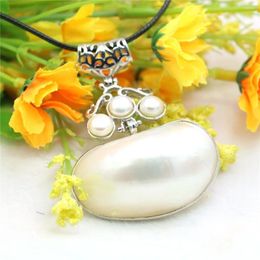 Pendentif Colliers 47 20mm Naturel Blanc Ormeau Perle D'eau Douce Collier De Coquillages Diapositive Corde Noire Chaîne Cravates Fille Fabrication De Bijoux Conception