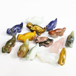 Collares pendientes 4 unids / lote Estatua de Dinosaurio de Moda Piedra Natural Adorno de Piedras Preciosas Animales Tallado Curación Reiki Encantos Diy Decoración