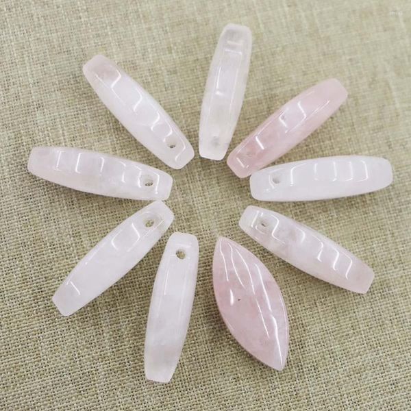 Pendentif Colliers 4 pcs/lot Pierre Naturelle Rose Quartz Cheval Oeil Trou Cristal Collier Charmes DIY Mode Bijoux Accessoires En Gros