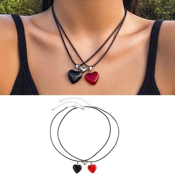 Collares colgantes 4 unids imán a juego gargantilla novia parejas boda corazón encanto collar