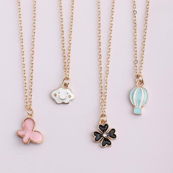 Pendentif Colliers 4 Pcs Ensemble Dessin Animé Fleur Papillon Nuage Ballon Collier Pour Femmes Filles Belles Amis Ras Du Cou Bijoux Enfant Cadeaux