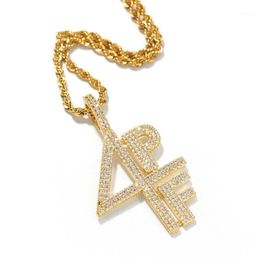 Pendentif Colliers 4PF Lettre numérique Zrcon Collier Cubain Lien Chaîne Hip Hop QERFORMANCE Rap DJ Collier1276V