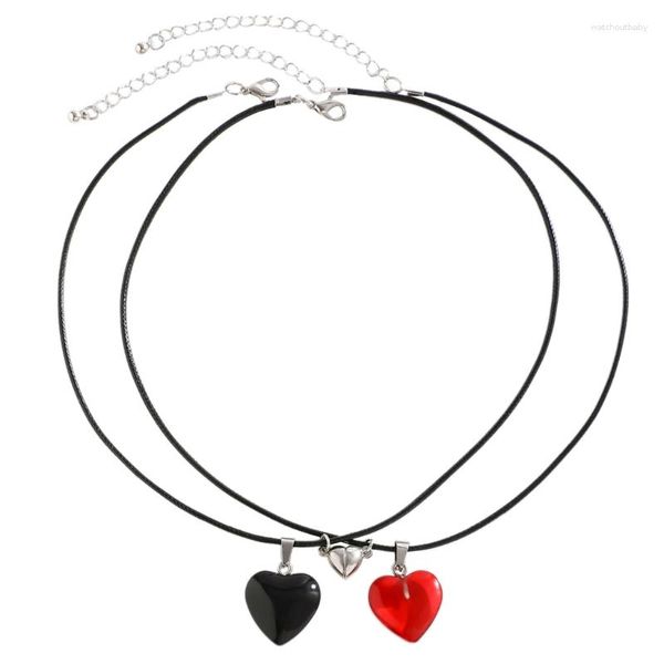 Pendentif Colliers 4xMagnet Couples Collier Ras du Cou Coeur Aimant Couple Bijoux