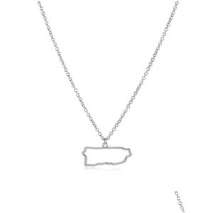 Hangende kettingen 5 Outline Noord -Amerikaanse Puerto Rico Island Map Ketting Hollow State Geography Country City Hometown Souvenir Drop Dhxwk