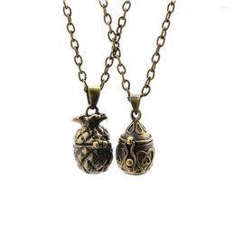 Hangende kettingen 5 paar retro ananas ananas huisdier as souvenir mini ovale crematie wensen bronzen ketting