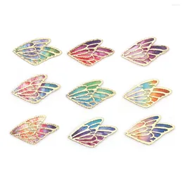 Collares pendientes 5 piezas colgantes de tela ala de mariposa gradiente encantos mujeres moda elegante DIY joyería hacer regalos accesorios 3cm X