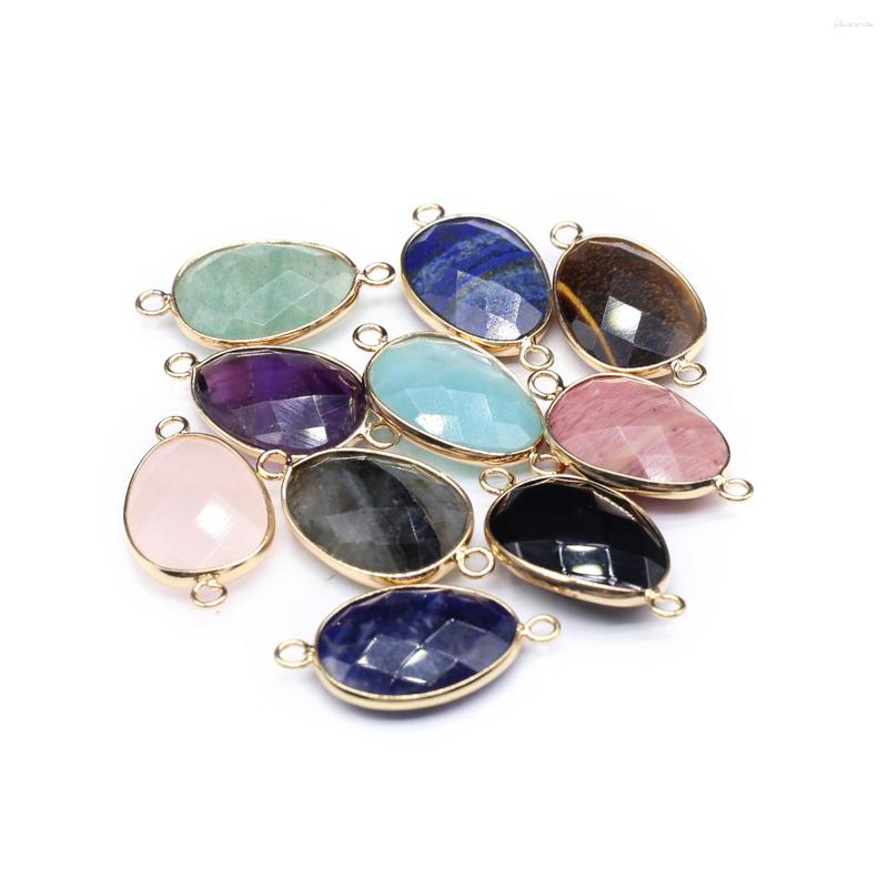 Pendant Necklaces 5 Pcs Water Drop Shape Faceted Healing Crystal Stone Connectors Agate Charms For Making Jewelry Necklace Gift