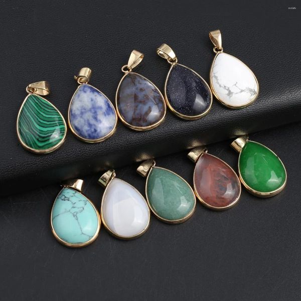 Pendentif Colliers 5 pcs large goutte d'eau forme guérison cristal pendentifs agate pierre charmes pour faire des bijoux collier cadeau