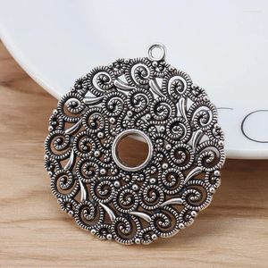 Pendentif Colliers 5 pièces Tibétain Argent Creux Filigrane Ronde Spirale Fleur Charmes Pour Collier De Bricolage Fabrication De Bijoux Trouver Accessoires