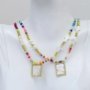 Colliers pendants 5 pièces Collier de coquille blanche perle de riz Jésus bijoux de mode élégant 90033
