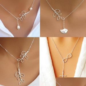 Hangende kettingen 5 stijlen Designer sieraden vrouwen ketting eenvoudige infinity cross dia 925 sier ketting hanger vogel en boom sexyhanz dh8zc