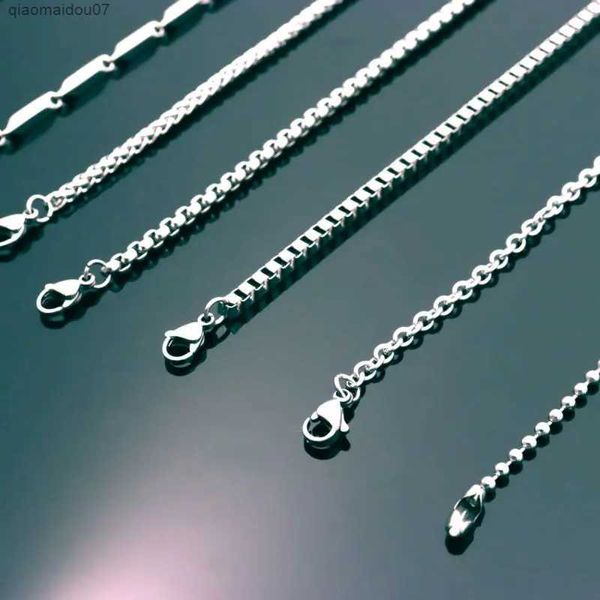 Collares colgantes 50 60 70 80 cm Plata para hombre Caja de dragón Perla Serpiente Collar largo de acero inoxidable Cadena para colgante Accesorios de joyería para mujer L2404