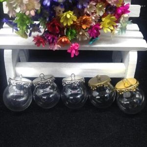 Colliers pendants 500sets / lot 20 15 mm Globe de verre Bouteille Base de fleurs Collier de flacon bijoux diy hllow couvercle dôme charmes