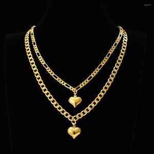 Collares pendientes 50 cm de longitud Gargantilla de corazón Figaro Link Mujer Chica Africana Árabe Medio Oriente Regalos de boda Cadena de cuello Joyería