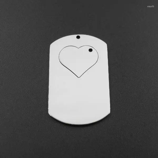 Pendentif Colliers 50mm 30mm Haute Polie En Acier Inoxydable Dogtags Avec Amour Coeur Charmes Mode Lisse Cadeau Bijoux De Fête