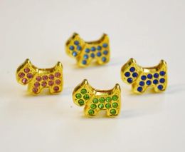 Hanger Kettingen 50PCS 8MM Gemengde Kleur Strass Hond Slide Charms Gouden Kralen Fit Huisdier Naam Riemen Armbanden CCOR