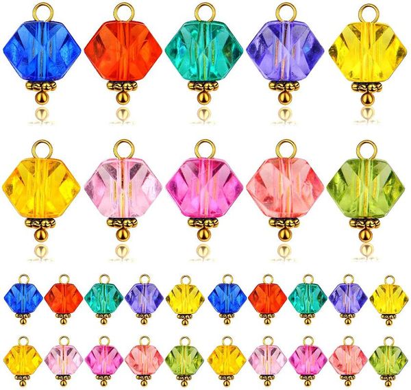 Collares colgantes 50pcs de cristal colgle amuletos facetados cuentas de acrílico de diamante con tapa para joyas de pulsera de arete de bricol