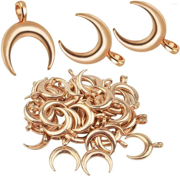 Collares pendientes 50 piezas KC Golden Crescent Moon Charms aleación doble cuerno colgantes colgantes para manualidades DIY pulsera fabricación de joyas 21 Mm X 17