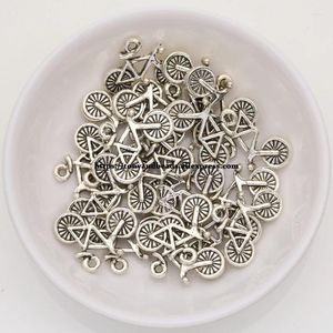 Colliers pendentifs (50 pièces/lot) en alliage de Zinc, argent tibétain, charme européen en forme de vélo, taille 19x14mm, AD2799B