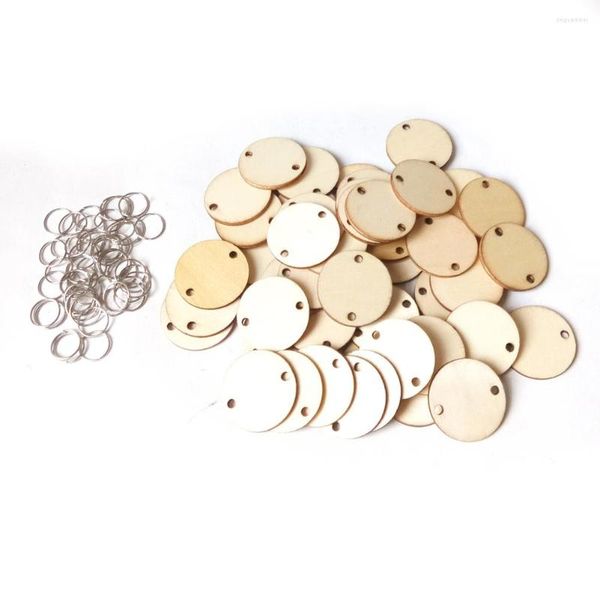 Collares pendientes 50 unids/pack colgantes de madera en blanco redondos/corazón/estrella/árbol/luna en forma de etiquetas con agujeros círculos de hierro artesanales