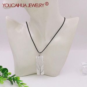 Hanger kettingen 55x18mm natuursteen rechthoekige kristallen ketting kronkelende levensboom sieraden gepersonaliseerde nekketting unisex